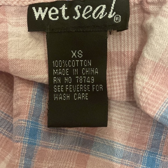 Wet Seal Pink & Blue Plaid Crop Tank Top - Picture 3 of 3